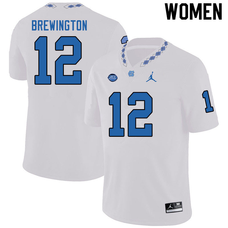 Jordan Brand Women #12 Donovan Brewington North Carolina Tar Heels College Football Jerseys Sale-Whi